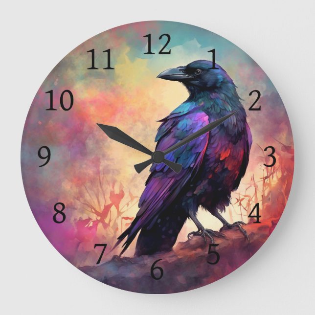Crow Raven Bird 97 Large Clock (Front)