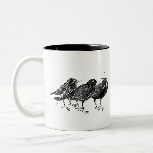 Crow,Raven Birds Two-Tone Coffee Mug (Left)