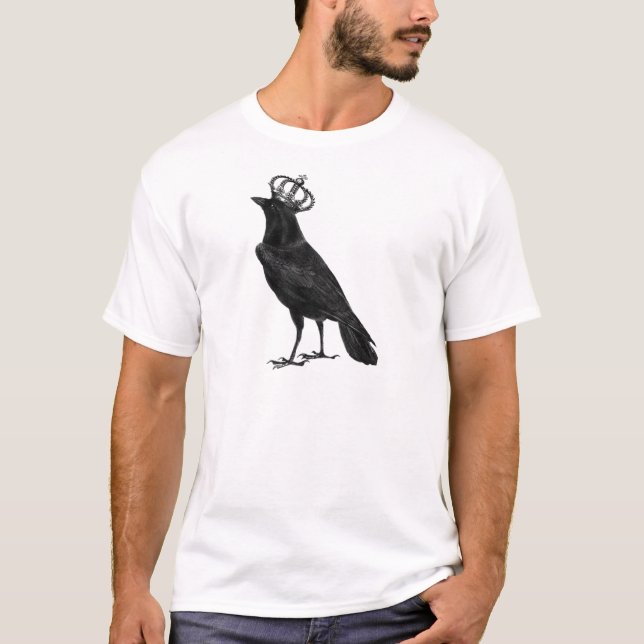 CROW Raven Crown Black Bird Birds T-Shirt (Front)