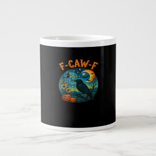 Crow Raven F-Caw-F Funny Halloween Gothic Checkere Large Coffee Mug