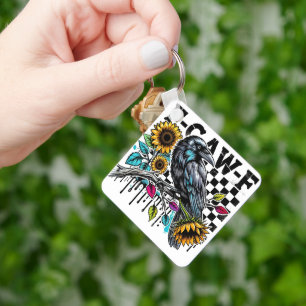Crow Raven F-CAW-F Funny Halloween Keychain