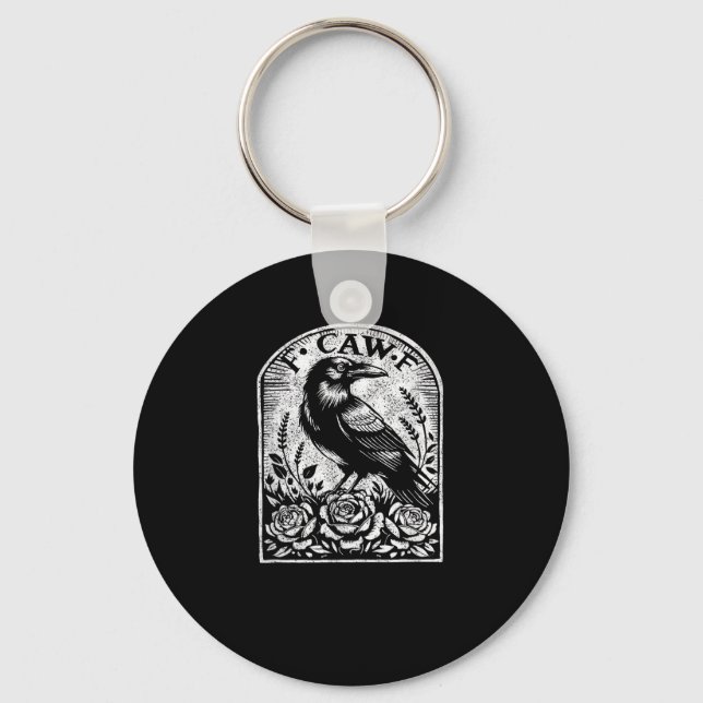 Crow Raven F CAW F Keychain (Front)