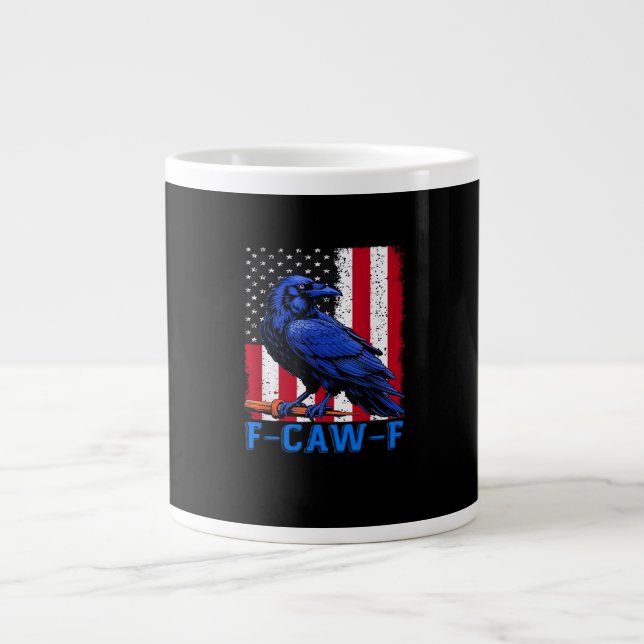 Crow Raven Funny F-Caw-F Minimal Clean Large Coffee Mug (Front)