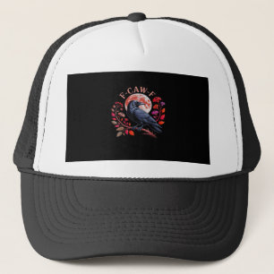 Crow Raven Funny F-Caw-F Oversized Vintage Graphic Trucker Hat