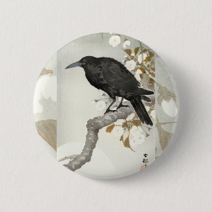 Crow Raven Koson Japanese Bird 2 Inch Round Button
