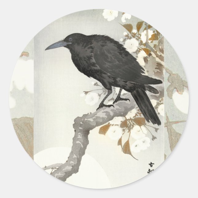 Crow Raven Koson Japanese Bird Classic Round Sticker (Front)