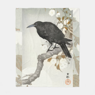 Crow Raven Koson Japanese Bird Crow Fleece Blanket