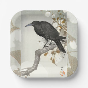 Crow Raven Koson Japanese Bird Crow Paper Plate