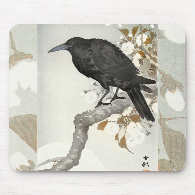 Crow Raven Koson Japanese Bird Mouse Pad (Front)