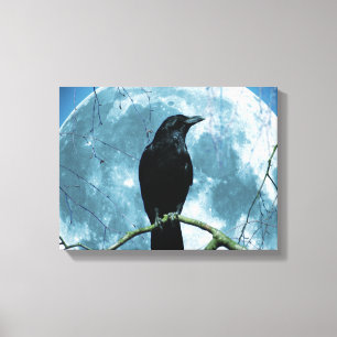 Crow Raven Moon Night Gothic Fantasy Stunning Canvas Print