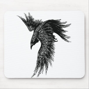 Crow Raven Norse Viking Symbol Mouse Pad