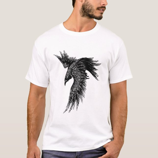 Crow Raven Norse Viking Symbol T-Shirt (Front)