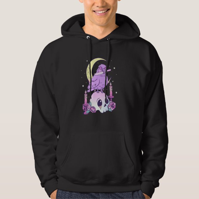Crow Raven Sweater Skull Skeleton Pastel Goth Aest (Front)