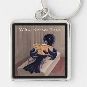 Crow Reading The Raven Funny Keychain