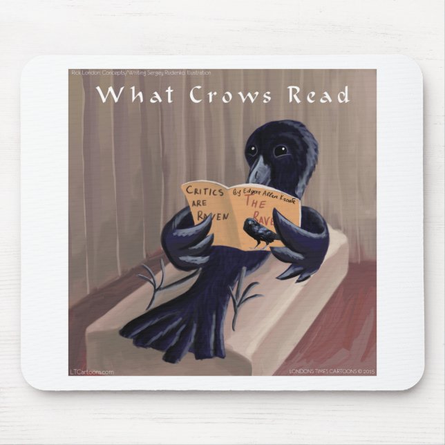 Crow Reading The Raven Funny Mouse Pad (Front)