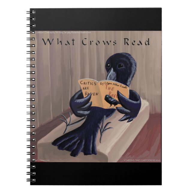 Crow Reading The Raven Funny Notebook (Front)