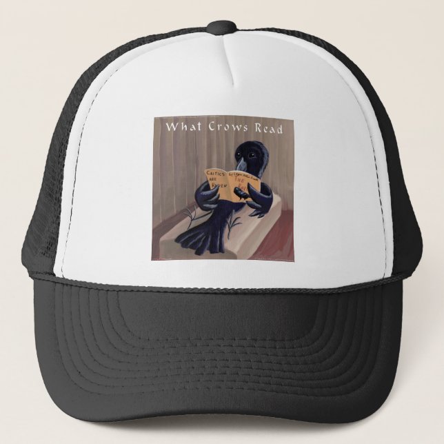 Crow Reading The Raven Funny Trucker Hat (Front)