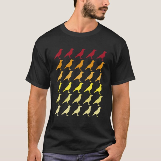 Crow Retro Animal Pattern T-Shirt (Front)