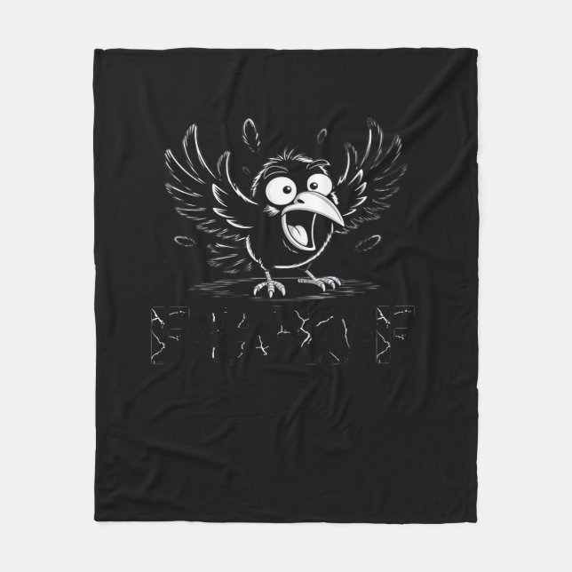 Crow, Retro F-Caw-F Bird Crow Funny Crow Bird Cawi Fleece Blanket (Front)
