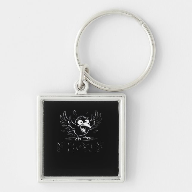 Crow, Retro F-Caw-F Bird Crow Funny Crow Bird Cawi Keychain (Front)