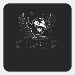 Crow, Retro F-Caw-F Bird Crow Funny Crow Bird Cawi Square Sticker