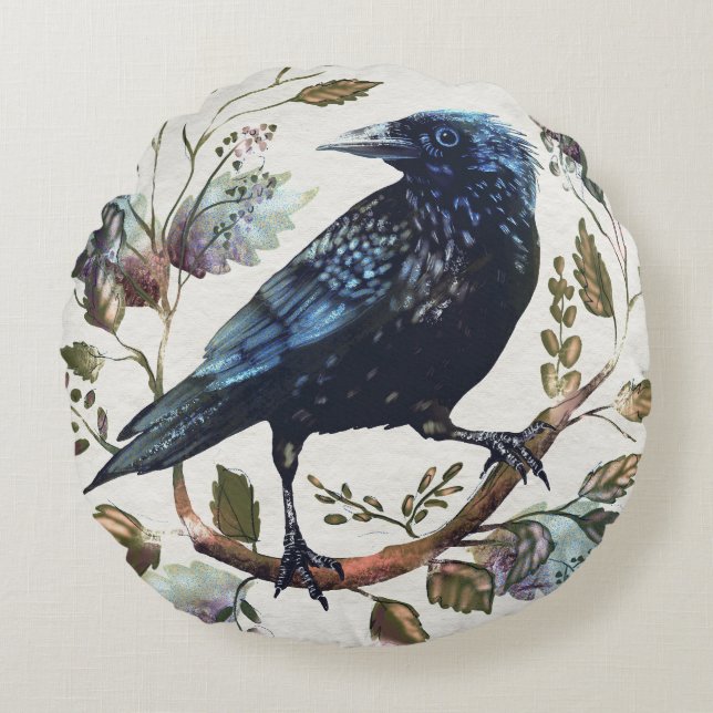 Crow Round Pillow (Front)