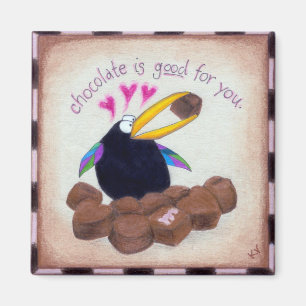 Crow says chocolate is good for you magnet