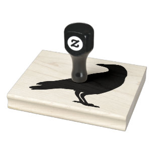 Crow Silhouette, Black Bird, 4" x 5" Rubber Stamp