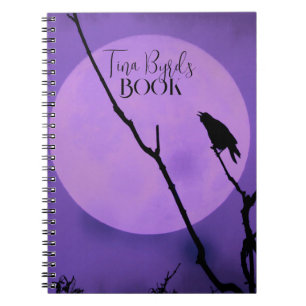 Crow Silhouette Lavender Purple Moon Notebook