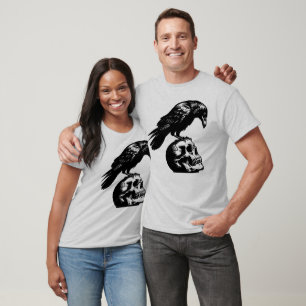 Crow Skull Raven, Gothic Bird Black Crow T-Shirt