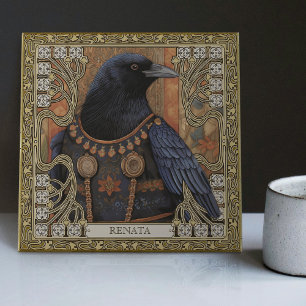 Crow Spirit Animal Personalized Name Field Tile