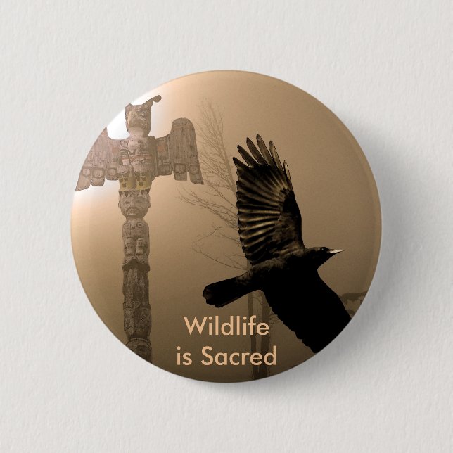 CROW SPIRIT Collection 2 Inch Round Button (Front)