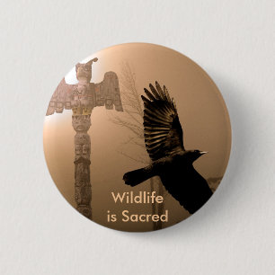 CROW SPIRIT Collection 2 Inch Round Button