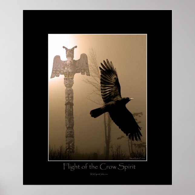 CROW SPIRIT & Totem Pole Art Poster (Smaller Size) (Front)