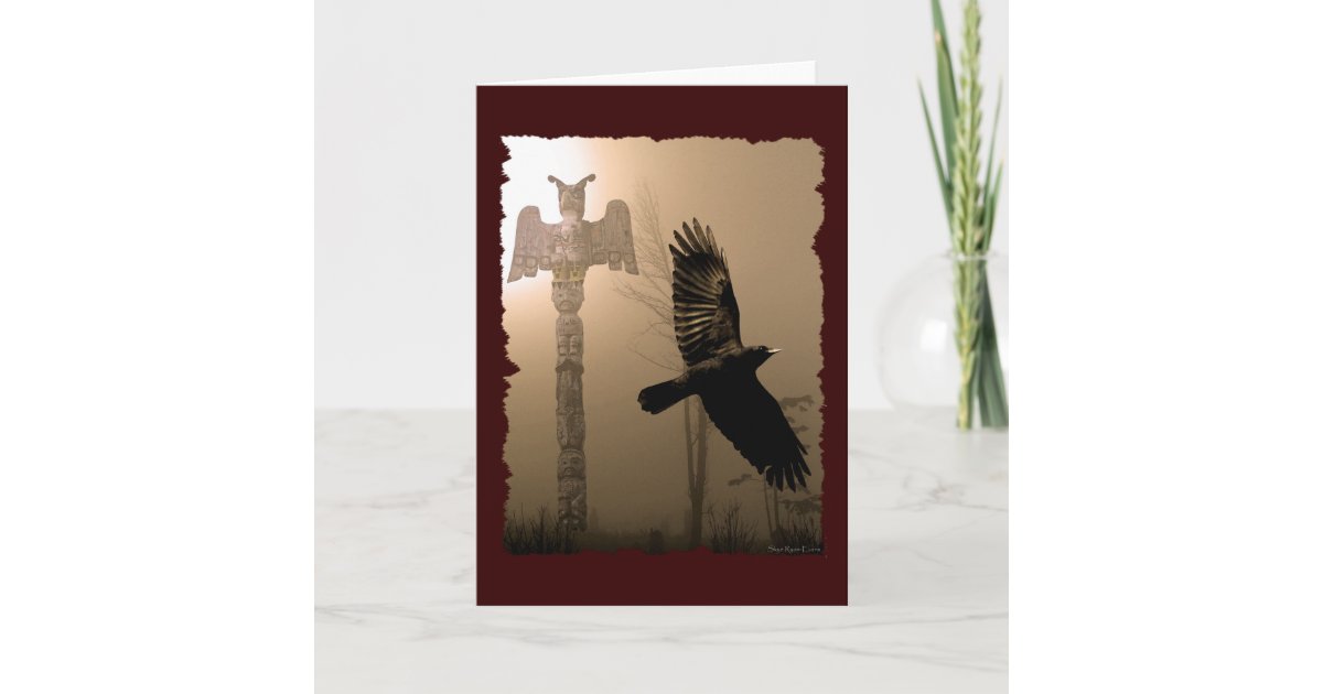 CROW & TOTEM POLE Native American-themed Card | Zazzle
