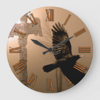 Crow & Totem Poteau Native American Art Horloge