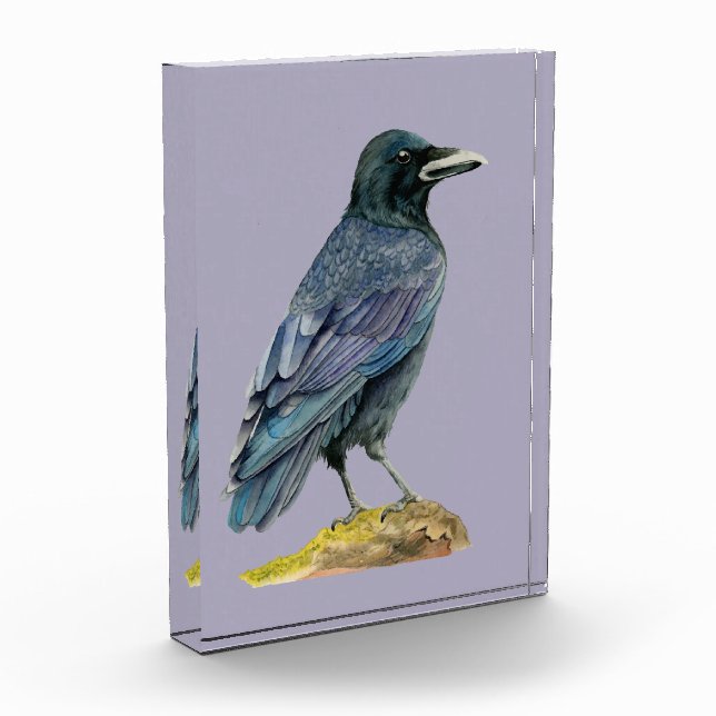 Crow Watercolor Painting Photo Block (Left)