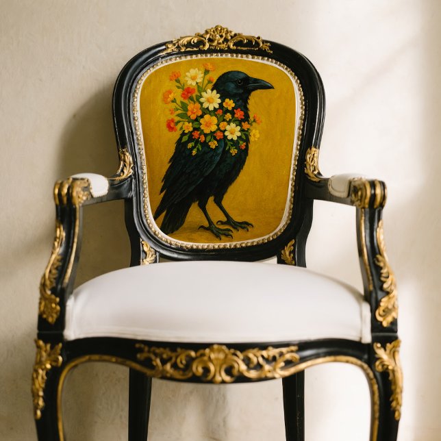 Crow With Flowers Tissue Paper For Decoupage (This is a mockup, the design may appear larger/smaller on your decoupage piece.)