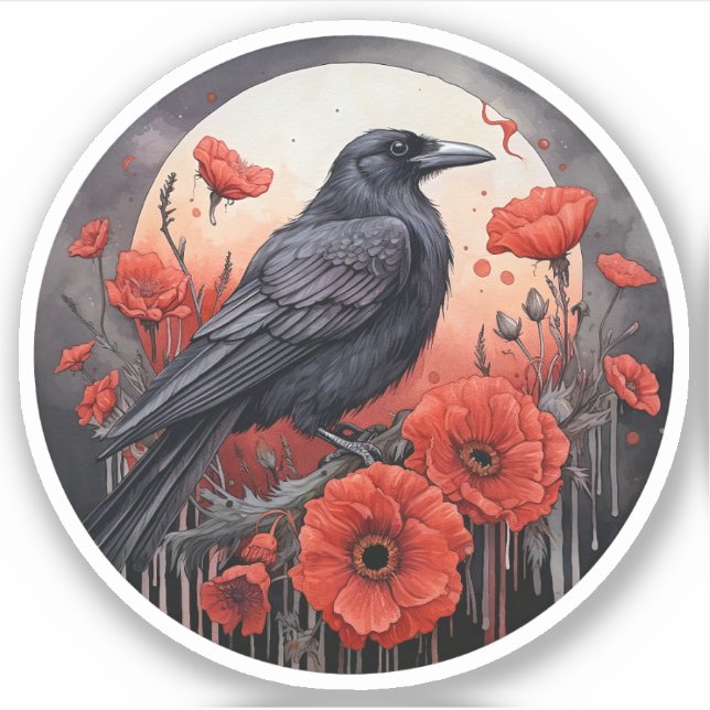 Crow with poppy  (Front)