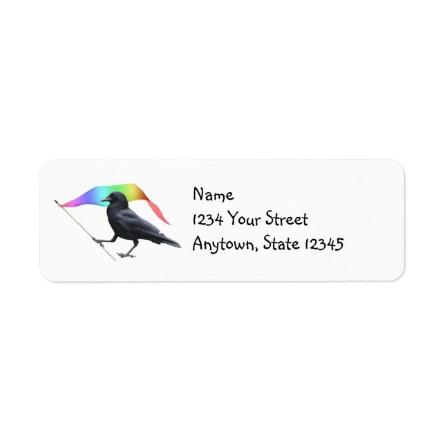 Crow with Rainbow Flag Return Address Labels (Devant)
