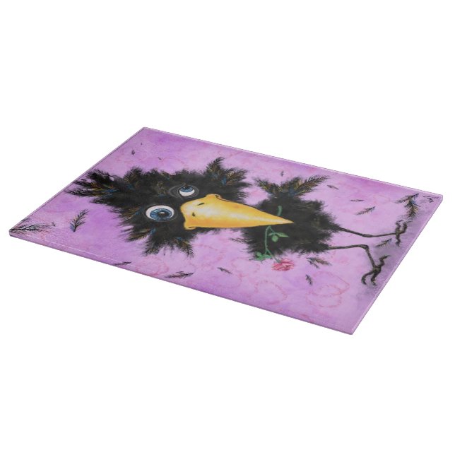 Crow with Rose Funny Cutting Board (Corner)