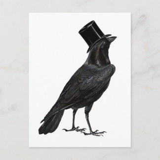 Crow with Top Hat Postcard