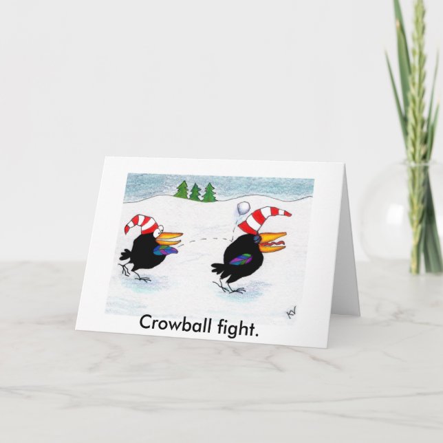 Crowball combat carte de Noël ou d'hiver (Devant)