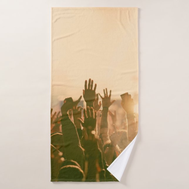 Crowd at concert - retro style photoconcert,crowd, bath towel (Bath Towel)