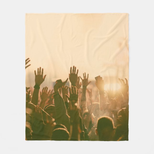 Crowd at concert - retro style photoconcert,crowd, fleece blanket (Front)