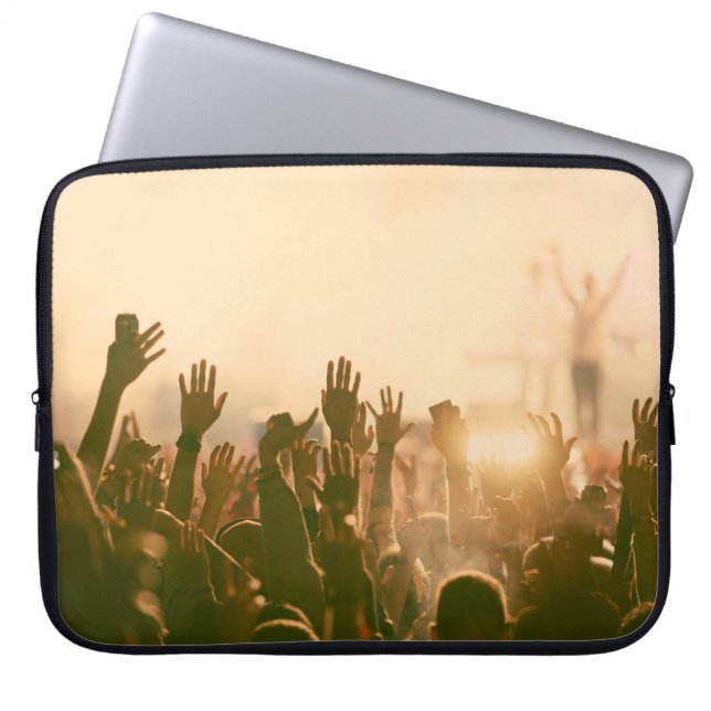 Crowd at concert - retro style photoconcert,crowd, laptop sleeve (Front)