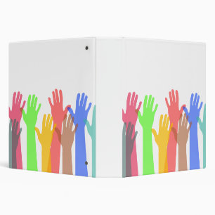 Crowd of Colorful Hands in the Air Binder