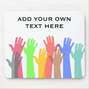 Crowd of Colorful Hands in the Air Custom Text Mouse Pad