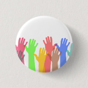 Crowd of Colourful Hands in the Air 1 Inch Round Button