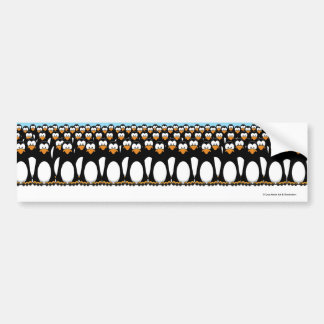 Crowd of Funny Cartoon Penguins on Snow Bumper Sticker